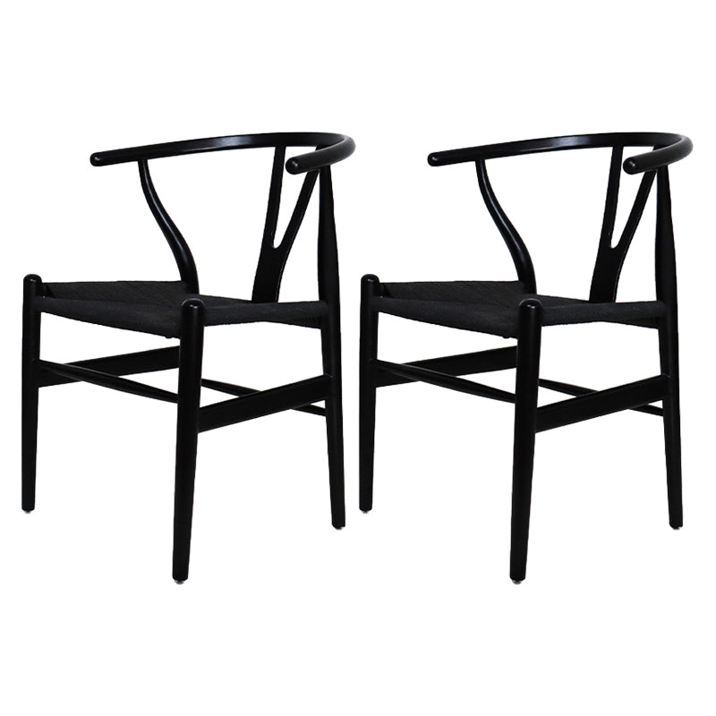 Contemporary Upholstered Restaurant Arm Chair Natural Wishbone Dining Chair Black 2 Piece Set Clearhalo ' kitchen&dining_furn' 'Dining Chairs' 'Dining Tables & Seating' 'dining_chair' 'furn' 'furn_dining_chair' 'Furniture' 'furniture_dining_chair' 'Kitchen & Dining Furniture' 'kitchen' 4129311
