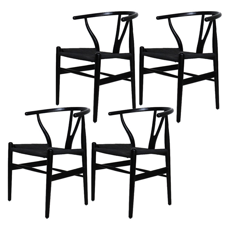 Contemporary Upholstered Restaurant Arm Chair Natural Wishbone Dining Chair Black 4 Piece Set Clearhalo ' kitchen&dining_furn' 'Dining Chairs' 'Dining Tables & Seating' 'dining_chair' 'furn' 'furn_dining_chair' 'Furniture' 'furniture_dining_chair' 'Kitchen & Dining Furniture' 'kitchen' 4129312