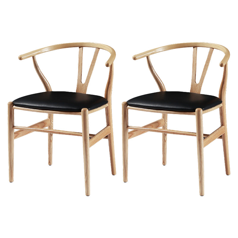 Contemporary Upholstered Restaurant Arm Chair Natural Wishbone Dining Chair Wood 2 Piece Set Clearhalo ' kitchen&dining_furn' 'Dining Chairs' 'Dining Tables & Seating' 'dining_chair' 'furn' 'furn_dining_chair' 'Furniture' 'furniture_dining_chair' 'Kitchen & Dining Furniture' 'kitchen' 4129316