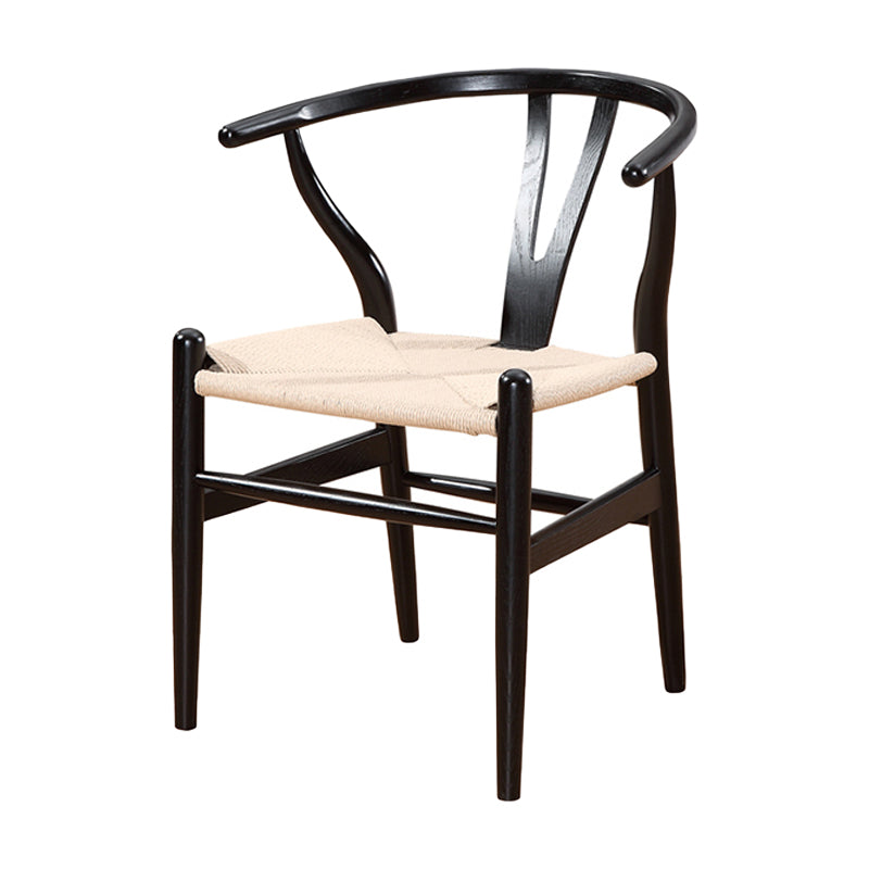 Contemporary Upholstered Restaurant Arm Chair Natural Wishbone Dining Chair Black White 1 Piece Clearhalo ' kitchen&dining_furn' 'Dining Chairs' 'Dining Tables & Seating' 'dining_chair' 'furn' 'furn_dining_chair' 'Furniture' 'furniture_dining_chair' 'Kitchen & Dining Furniture' 'kitchen' 4129321