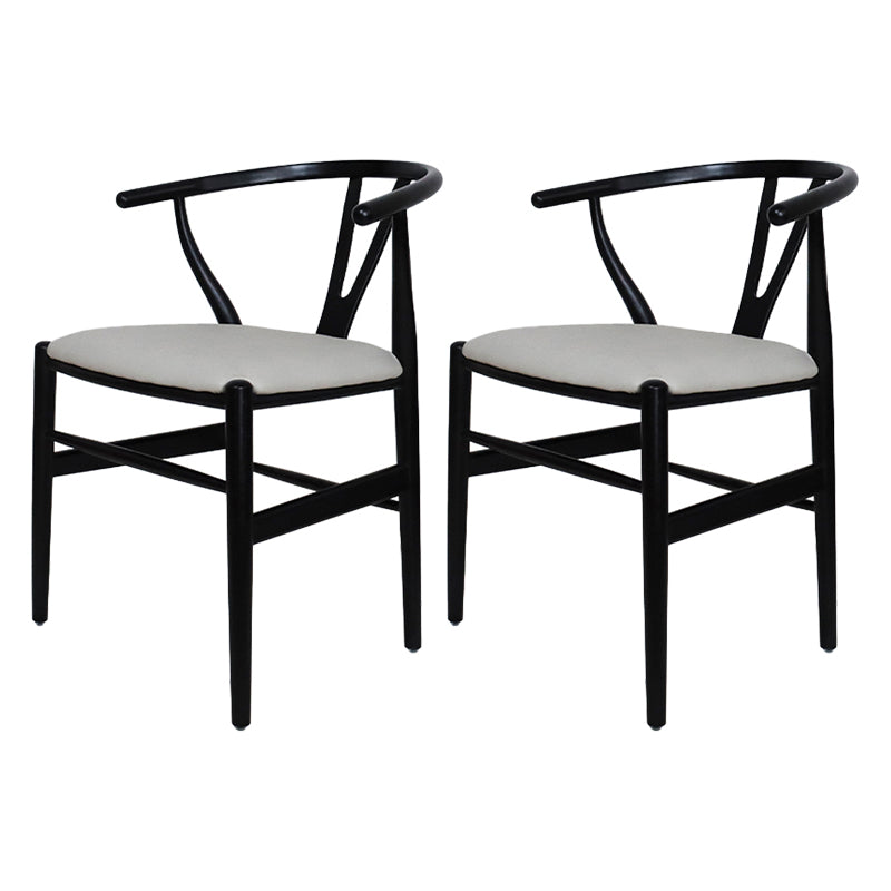Contemporary Upholstered Restaurant Arm Chair Natural Wishbone Dining Chair Black-Blue 2 Piece Set Clearhalo ' kitchen&dining_furn' 'Dining Chairs' 'Dining Tables & Seating' 'dining_chair' 'furn' 'furn_dining_chair' 'Furniture' 'furniture_dining_chair' 'Kitchen & Dining Furniture' 'kitchen' 4129327