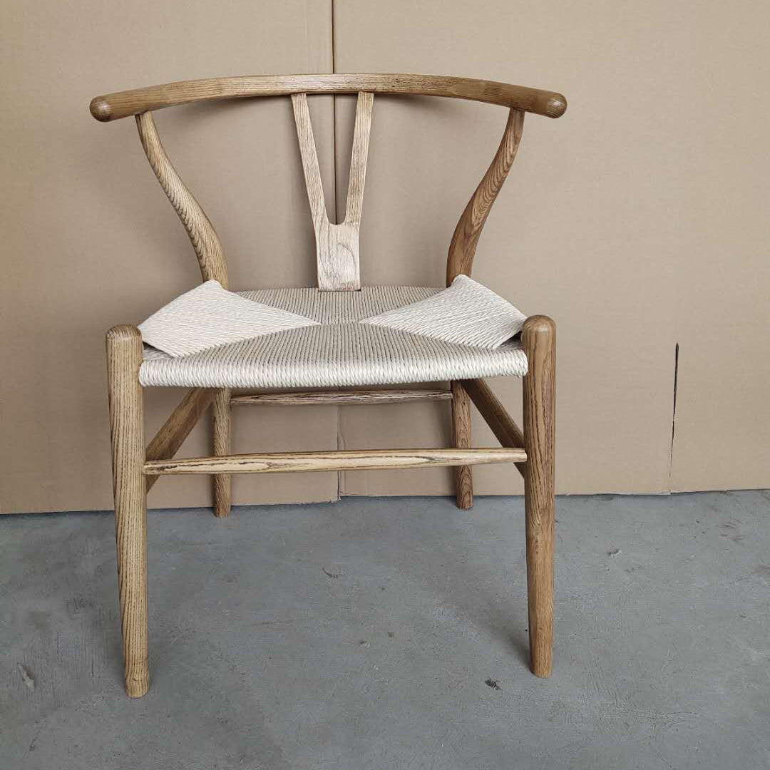 Contemporary Upholstered Restaurant Arm Chair Natural Wishbone Dining Chair Off-White 1 Piece Clearhalo ' kitchen&dining_furn' 'Dining Chairs' 'Dining Tables & Seating' 'dining_chair' 'furn' 'furn_dining_chair' 'Furniture' 'furniture_dining_chair' 'Kitchen & Dining Furniture' 'kitchen' 4129329