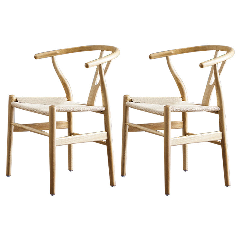 Contemporary Upholstered Restaurant Arm Chair Natural Wishbone Dining Chair Natural 2 Piece Set Clearhalo ' kitchen&dining_furn' 'Dining Chairs' 'Dining Tables & Seating' 'dining_chair' 'furn' 'furn_dining_chair' 'Furniture' 'furniture_dining_chair' 'Kitchen & Dining Furniture' 'kitchen' 4129333