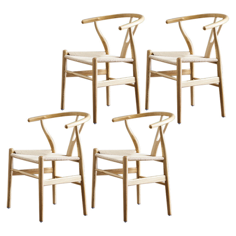 Contemporary Upholstered Restaurant Arm Chair Natural Wishbone Dining Chair Natural 4 Piece Set Clearhalo ' kitchen&dining_furn' 'Dining Chairs' 'Dining Tables & Seating' 'dining_chair' 'furn' 'furn_dining_chair' 'Furniture' 'furniture_dining_chair' 'Kitchen & Dining Furniture' 'kitchen' 4129334