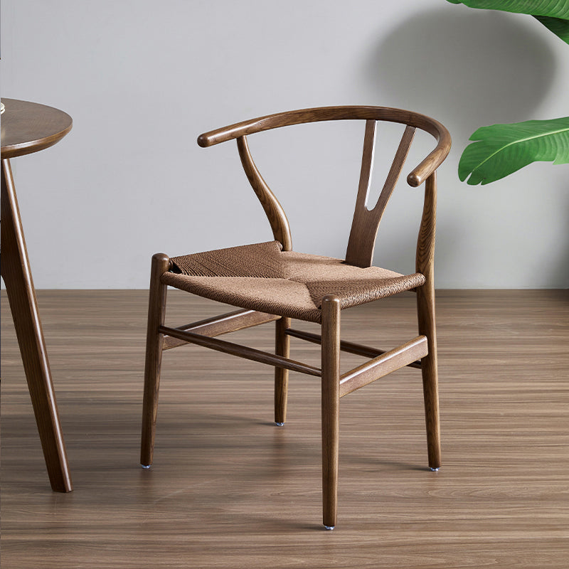 Contemporary Upholstered Restaurant Arm Chair Natural Wishbone Dining Chair Walnut 1 Piece Clearhalo ' kitchen&dining_furn' 'Dining Chairs' 'Dining Tables & Seating' 'dining_chair' 'furn' 'furn_dining_chair' 'Furniture' 'furniture_dining_chair' 'Kitchen & Dining Furniture' 'kitchen' 4129335