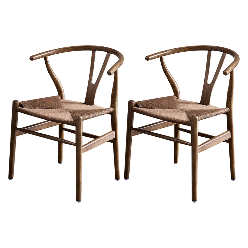 Contemporary Upholstered Restaurant Arm Chair Natural Wishbone Dining Chair Walnut 2 Piece Set Clearhalo ' kitchen&dining_furn' 'Dining Chairs' 'Dining Tables & Seating' 'dining_chair' 'furn' 'furn_dining_chair' 'Furniture' 'furniture_dining_chair' 'Kitchen & Dining Furniture' 'kitchen' 4129336