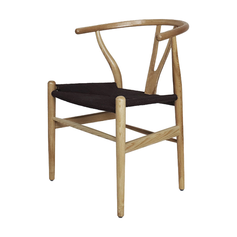 Contemporary Upholstered Restaurant Arm Chair Natural Wishbone Dining Chair Natural Wood Black 1 Piece Clearhalo ' kitchen&dining_furn' 'Dining Chairs' 'Dining Tables & Seating' 'dining_chair' 'furn' 'furn_dining_chair' 'Furniture' 'furniture_dining_chair' 'Kitchen & Dining Furniture' 'kitchen' 4129338