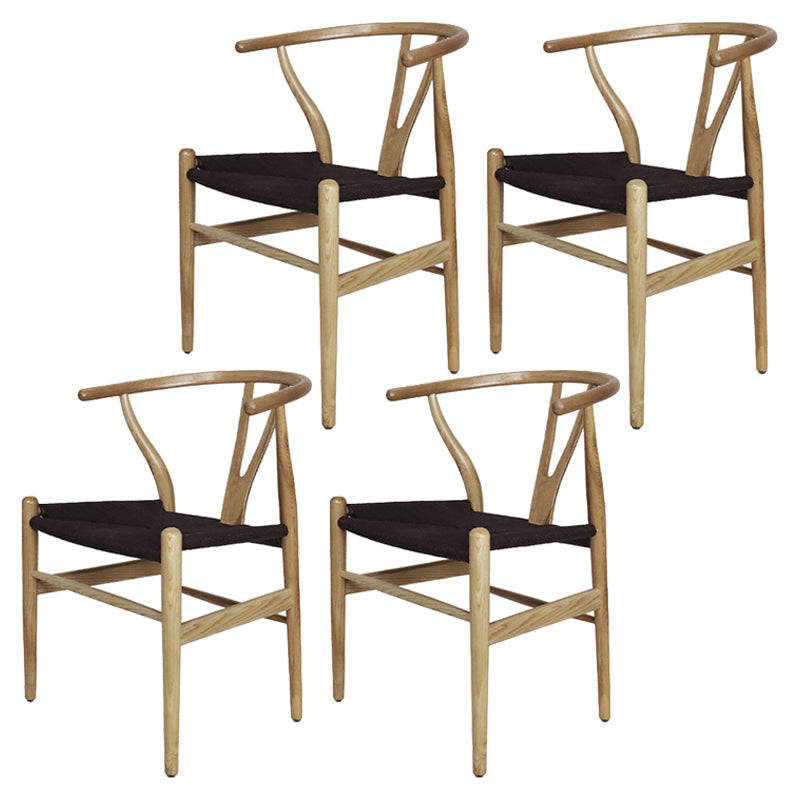 Contemporary Upholstered Restaurant Arm Chair Natural Wishbone Dining Chair Natural Wood Black 4 Piece Set Clearhalo ' kitchen&dining_furn' 'Dining Chairs' 'Dining Tables & Seating' 'dining_chair' 'furn' 'furn_dining_chair' 'Furniture' 'furniture_dining_chair' 'Kitchen & Dining Furniture' 'kitchen' 4129340