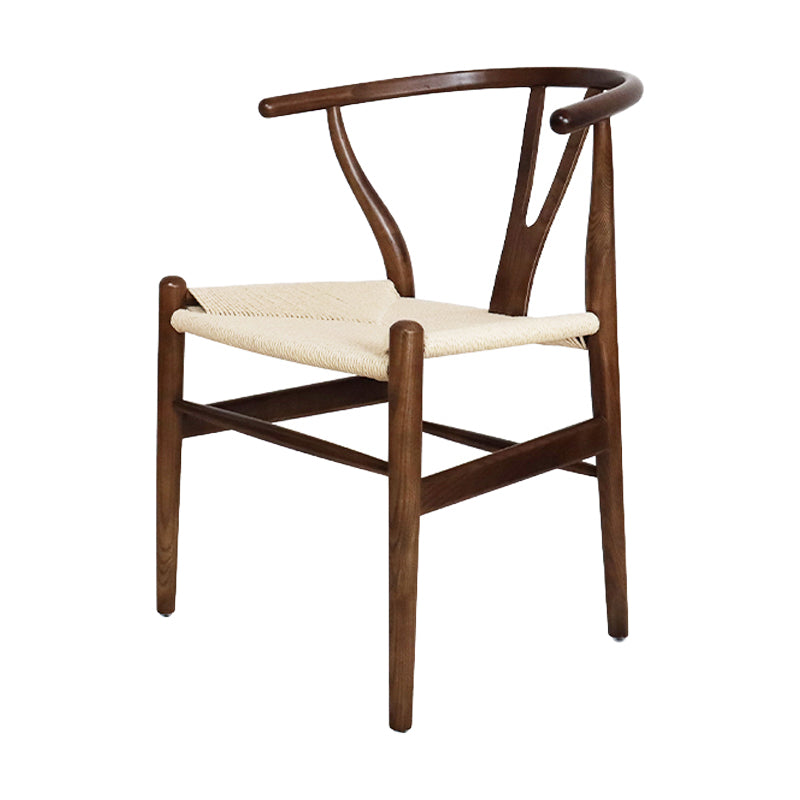 Contemporary Upholstered Restaurant Arm Chair Natural Wishbone Dining Chair Walnut White 1 Piece Clearhalo ' kitchen&dining_furn' 'Dining Chairs' 'Dining Tables & Seating' 'dining_chair' 'furn' 'furn_dining_chair' 'Furniture' 'furniture_dining_chair' 'Kitchen & Dining Furniture' 'kitchen' 4129341