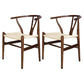 Contemporary Upholstered Restaurant Arm Chair Natural Wishbone Dining Chair Walnut White 2 Piece Set Clearhalo ' kitchen&dining_furn' 'Dining Chairs' 'Dining Tables & Seating' 'dining_chair' 'furn' 'furn_dining_chair' 'Furniture' 'furniture_dining_chair' 'Kitchen & Dining Furniture' 'kitchen' 4129342