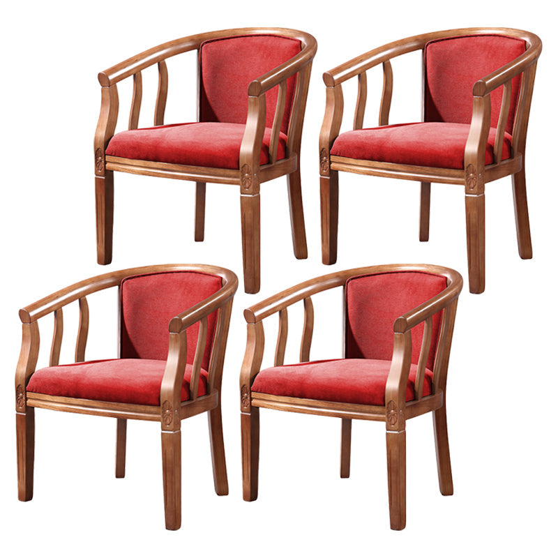 Traditional Wood Dining Armless Chair Linen Fabric Dining Chair for Restaurant Orange Red 4 Piece Set Clearhalo ' kitchen&dining_furn' 'Dining Chairs' 'Dining Tables & Seating' 'dining_chair' 'furn' 'furn_dining_chair' 'Furniture' 'furniture_dining_chair' 'Kitchen & Dining Furniture' 'kitchen' 4129363