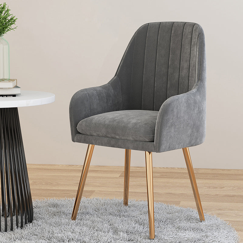 Scandinavian Upholstered Arm Dining Chair Solid Back Dining Single Chair for Home Grey Brass Gold Clearhalo ' kitchen&dining_furn' 'Dining Chairs' 'Dining Tables & Seating' 'dining_chair' 'furn' 'furn_dining_chair' 'Furniture' 'furniture_dining_chair' 'Kitchen & Dining Furniture' 'kitchen' 4129377