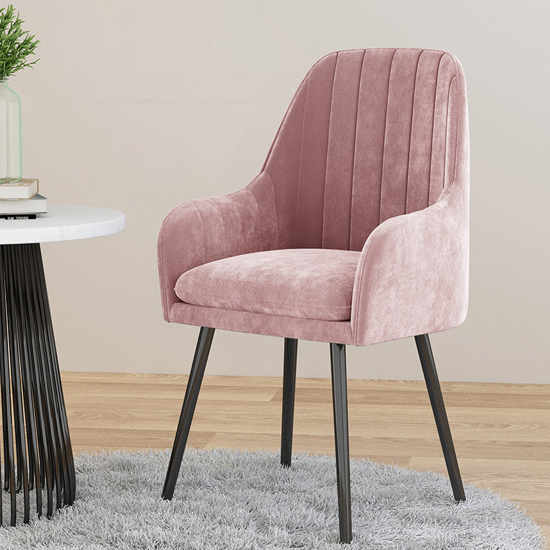 Scandinavian Upholstered Arm Dining Chair Solid Back Dining Single Chair for Home Pink Black Clearhalo ' kitchen&dining_furn' 'Dining Chairs' 'Dining Tables & Seating' 'dining_chair' 'furn' 'furn_dining_chair' 'Furniture' 'furniture_dining_chair' 'Kitchen & Dining Furniture' 'kitchen' 4129383