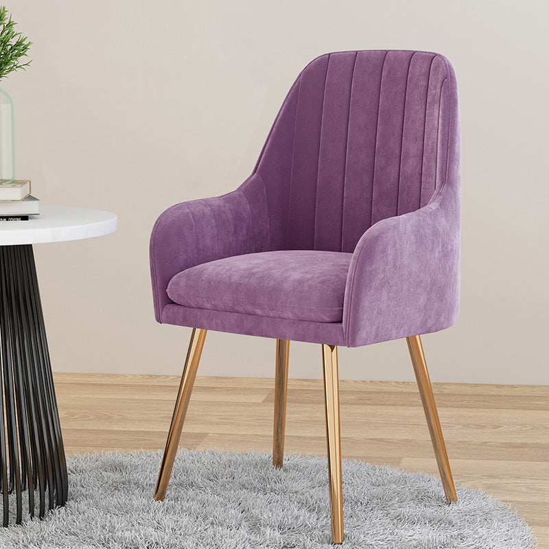 Scandinavian Upholstered Arm Dining Chair Solid Back Dining Single Chair for Home Purple Brass Gold Clearhalo ' kitchen&dining_furn' 'Dining Chairs' 'Dining Tables & Seating' 'dining_chair' 'furn' 'furn_dining_chair' 'Furniture' 'furniture_dining_chair' 'Kitchen & Dining Furniture' 'kitchen' 4129392