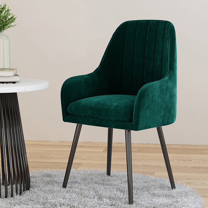 Scandinavian Upholstered Arm Dining Chair Solid Back Dining Single Chair for Home Blackish Green Black Clearhalo ' kitchen&dining_furn' 'Dining Chairs' 'Dining Tables & Seating' 'dining_chair' 'furn' 'furn_dining_chair' 'Furniture' 'furniture_dining_chair' 'Kitchen & Dining Furniture' 'kitchen' 4129399