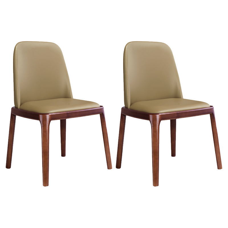 Industrial Ash Parsons Side Chair Matte Finish Leather Dining Chair (Set of 2) Khaki Clearhalo ' kitchen&dining_furn' 'Dining Chairs' 'Dining Tables & Seating' 'dining_chair' 'furn' 'furn_dining_chair' 'Furniture' 'furniture_dining_chair' 'Kitchen & Dining Furniture' 'kitchen' 4129404