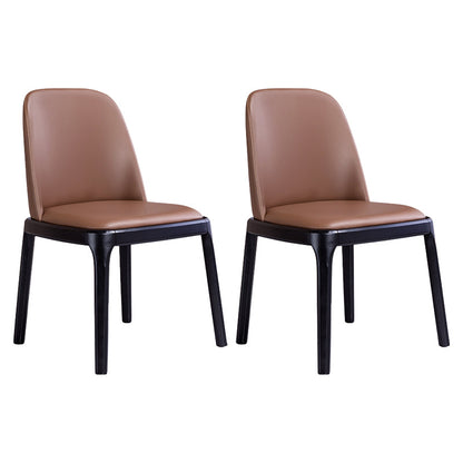 Industrial Ash Parsons Side Chair Matte Finish Leather Dining Chair (Set of 2) Coffee Clearhalo ' kitchen&dining_furn' 'Dining Chairs' 'Dining Tables & Seating' 'dining_chair' 'furn' 'furn_dining_chair' 'Furniture' 'furniture_dining_chair' 'Kitchen & Dining Furniture' 'kitchen' 4129406