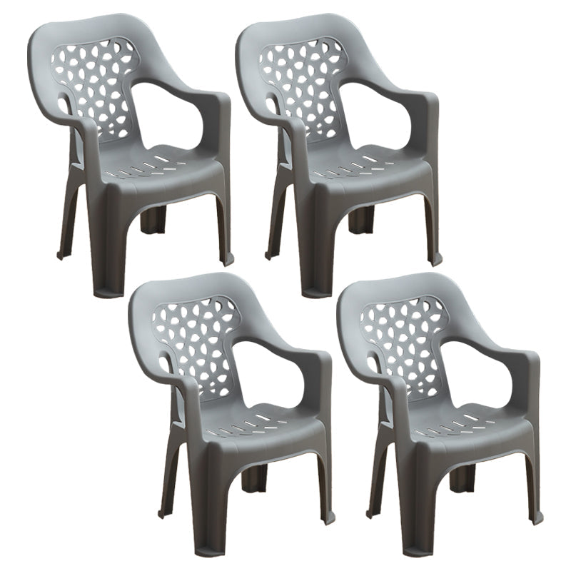 Modern Style Dining Side Chair Plastic Open Back Dining Arm Side Chair Light Gray 4 Piece Set Clearhalo ' kitchen&dining_furn' 'Dining Chairs' 'Dining Tables & Seating' 'dining_chair' 'furn' 'furn_dining_chair' 'Furniture' 'furniture_dining_chair' 'Kitchen & Dining Furniture' 'kitchen' 4129420