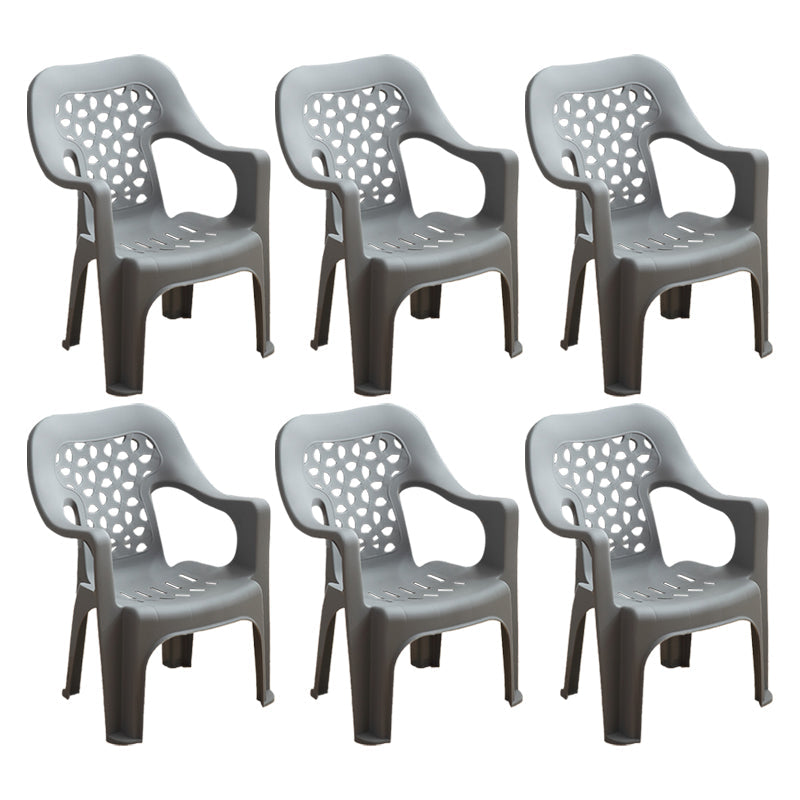 Modern Style Dining Side Chair Plastic Open Back Dining Arm Side Chair Light Gray 6 Piece Set Clearhalo ' kitchen&dining_furn' 'Dining Chairs' 'Dining Tables & Seating' 'dining_chair' 'furn' 'furn_dining_chair' 'Furniture' 'furniture_dining_chair' 'Kitchen & Dining Furniture' 'kitchen' 4129422