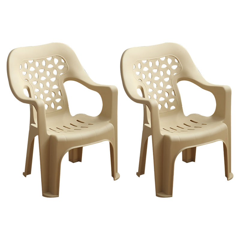 Modern Style Dining Side Chair Plastic Open Back Dining Arm Side Chair Beige 2 Piece Set Clearhalo ' kitchen&dining_furn' 'Dining Chairs' 'Dining Tables & Seating' 'dining_chair' 'furn' 'furn_dining_chair' 'Furniture' 'furniture_dining_chair' 'Kitchen & Dining Furniture' 'kitchen' 4129423