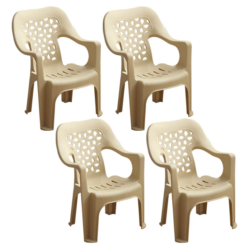 Modern Style Dining Side Chair Plastic Open Back Dining Arm Side Chair Beige 4 Piece Set Clearhalo ' kitchen&dining_furn' 'Dining Chairs' 'Dining Tables & Seating' 'dining_chair' 'furn' 'furn_dining_chair' 'Furniture' 'furniture_dining_chair' 'Kitchen & Dining Furniture' 'kitchen' 4129425