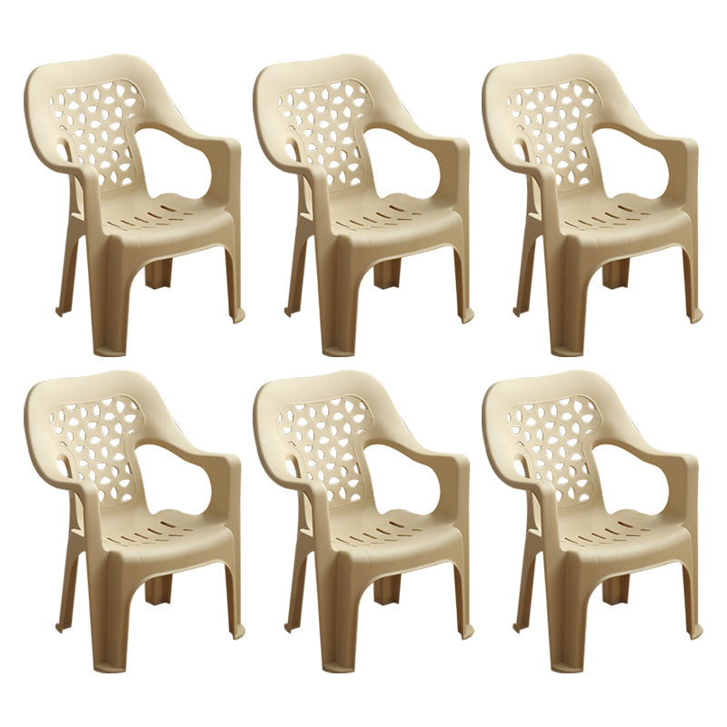 Modern Style Dining Side Chair Plastic Open Back Dining Arm Side Chair Beige 6 Piece Set Clearhalo ' kitchen&dining_furn' 'Dining Chairs' 'Dining Tables & Seating' 'dining_chair' 'furn' 'furn_dining_chair' 'Furniture' 'furniture_dining_chair' 'Kitchen & Dining Furniture' 'kitchen' 4129427