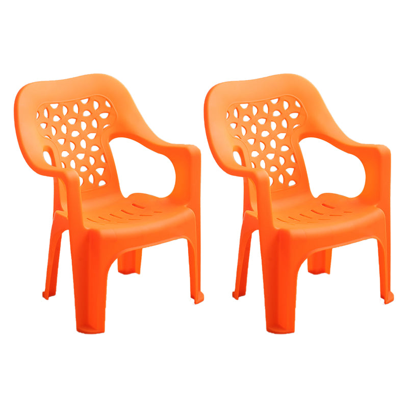 Modern Style Dining Side Chair Plastic Open Back Dining Arm Side Chair Orange 2 Piece Set Clearhalo ' kitchen&dining_furn' 'Dining Chairs' 'Dining Tables & Seating' 'dining_chair' 'furn' 'furn_dining_chair' 'Furniture' 'furniture_dining_chair' 'Kitchen & Dining Furniture' 'kitchen' 4129436