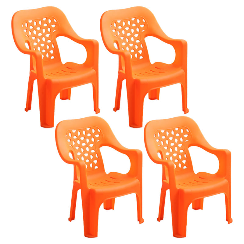 Modern Style Dining Side Chair Plastic Open Back Dining Arm Side Chair Orange 4 Piece Set Clearhalo ' kitchen&dining_furn' 'Dining Chairs' 'Dining Tables & Seating' 'dining_chair' 'furn' 'furn_dining_chair' 'Furniture' 'furniture_dining_chair' 'Kitchen & Dining Furniture' 'kitchen' 4129437