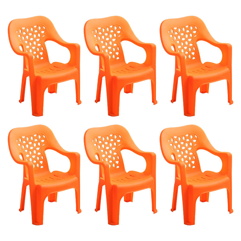 Modern Style Dining Side Chair Plastic Open Back Dining Arm Side Chair Orange 6 Piece Set Clearhalo ' kitchen&dining_furn' 'Dining Chairs' 'Dining Tables & Seating' 'dining_chair' 'furn' 'furn_dining_chair' 'Furniture' 'furniture_dining_chair' 'Kitchen & Dining Furniture' 'kitchen' 4129438