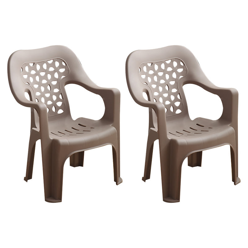 Modern Style Dining Side Chair Plastic Open Back Dining Arm Side Chair Coffee 2 Piece Set Clearhalo ' kitchen&dining_furn' 'Dining Chairs' 'Dining Tables & Seating' 'dining_chair' 'furn' 'furn_dining_chair' 'Furniture' 'furniture_dining_chair' 'Kitchen & Dining Furniture' 'kitchen' 4129442