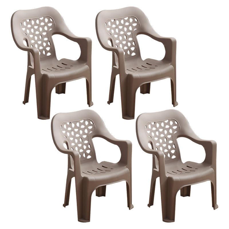 Modern Style Dining Side Chair Plastic Open Back Dining Arm Side Chair Coffee 4 Piece Set Clearhalo ' kitchen&dining_furn' 'Dining Chairs' 'Dining Tables & Seating' 'dining_chair' 'furn' 'furn_dining_chair' 'Furniture' 'furniture_dining_chair' 'Kitchen & Dining Furniture' 'kitchen' 4129443