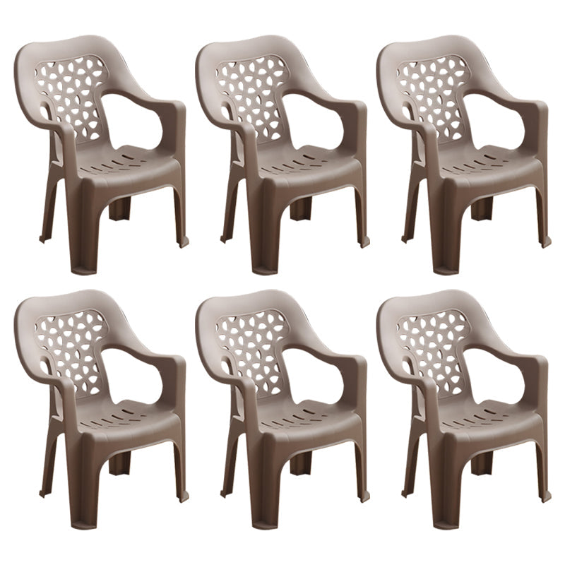 Modern Style Dining Side Chair Plastic Open Back Dining Arm Side Chair Coffee 6 Piece Set Clearhalo ' kitchen&dining_furn' 'Dining Chairs' 'Dining Tables & Seating' 'dining_chair' 'furn' 'furn_dining_chair' 'Furniture' 'furniture_dining_chair' 'Kitchen & Dining Furniture' 'kitchen' 4129444