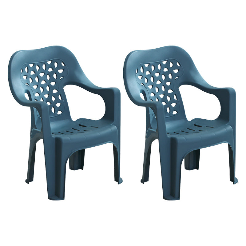 Modern Style Dining Side Chair Plastic Open Back Dining Arm Side Chair Peacock Blue 2 Piece Set Clearhalo ' kitchen&dining_furn' 'Dining Chairs' 'Dining Tables & Seating' 'dining_chair' 'furn' 'furn_dining_chair' 'Furniture' 'furniture_dining_chair' 'Kitchen & Dining Furniture' 'kitchen' 4129445