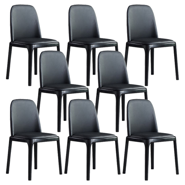 Industrial Wood Dining Room Chair Faux Leather Armless Chairs for Home Use Black 8 Piece Set Clearhalo ' kitchen&dining_furn' 'Dining Chairs' 'Dining Tables & Seating' 'dining_chair' 'furn' 'furn_dining_chair' 'Furniture' 'furniture_dining_chair' 'Kitchen & Dining Furniture' 'kitchen' 4129454