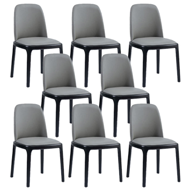 Industrial Wood Dining Room Chair Faux Leather Armless Chairs for Home Use Grey 8 Piece Set Clearhalo ' kitchen&dining_furn' 'Dining Chairs' 'Dining Tables & Seating' 'dining_chair' 'furn' 'furn_dining_chair' 'Furniture' 'furniture_dining_chair' 'Kitchen & Dining Furniture' 'kitchen' 4129458