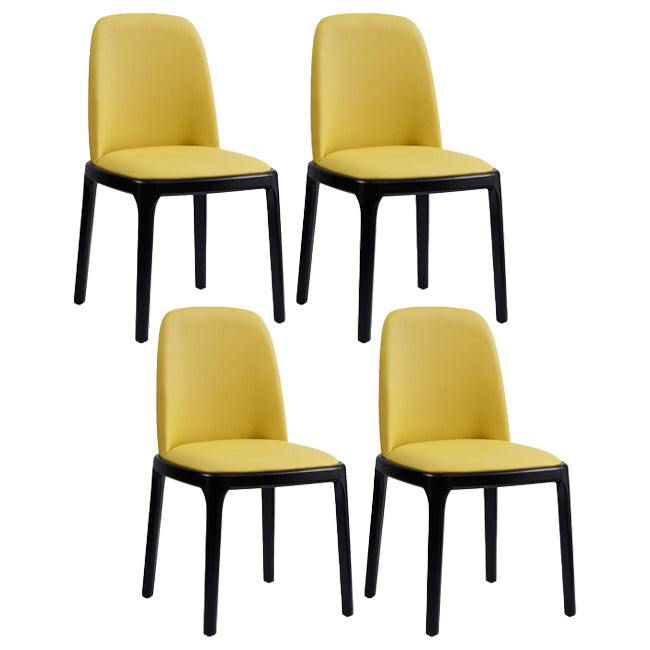 Industrial Wood Dining Room Chair Faux Leather Armless Chairs for Home Use Yellow 4 Piece Set Clearhalo ' kitchen&dining_furn' 'Dining Chairs' 'Dining Tables & Seating' 'dining_chair' 'furn' 'furn_dining_chair' 'Furniture' 'furniture_dining_chair' 'Kitchen & Dining Furniture' 'kitchen' 4129465