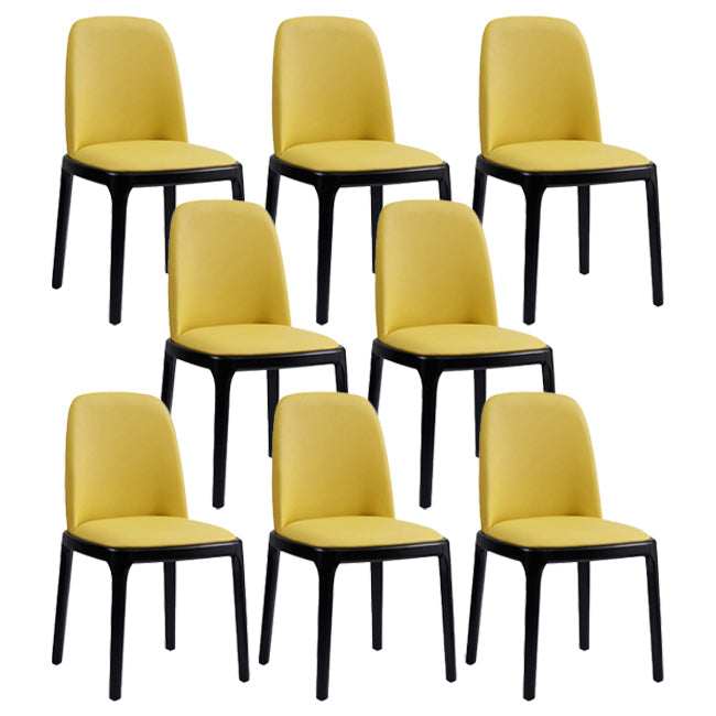 Industrial Wood Dining Room Chair Faux Leather Armless Chairs for Home Use Yellow 8 Piece Set Clearhalo ' kitchen&dining_furn' 'Dining Chairs' 'Dining Tables & Seating' 'dining_chair' 'furn' 'furn_dining_chair' 'Furniture' 'furniture_dining_chair' 'Kitchen & Dining Furniture' 'kitchen' 4129467