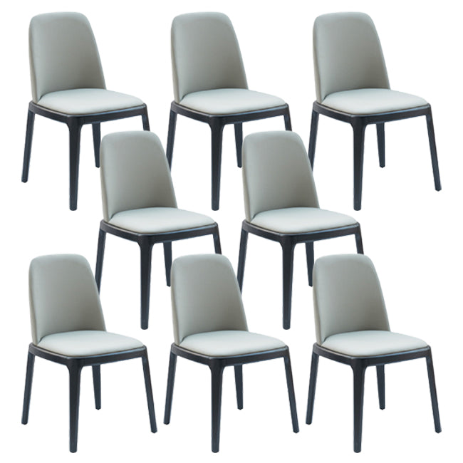 Industrial Wood Dining Room Chair Faux Leather Armless Chairs for Home Use Smoke Gray 8 Piece Set Clearhalo ' kitchen&dining_furn' 'Dining Chairs' 'Dining Tables & Seating' 'dining_chair' 'furn' 'furn_dining_chair' 'Furniture' 'furniture_dining_chair' 'Kitchen & Dining Furniture' 'kitchen' 4129471