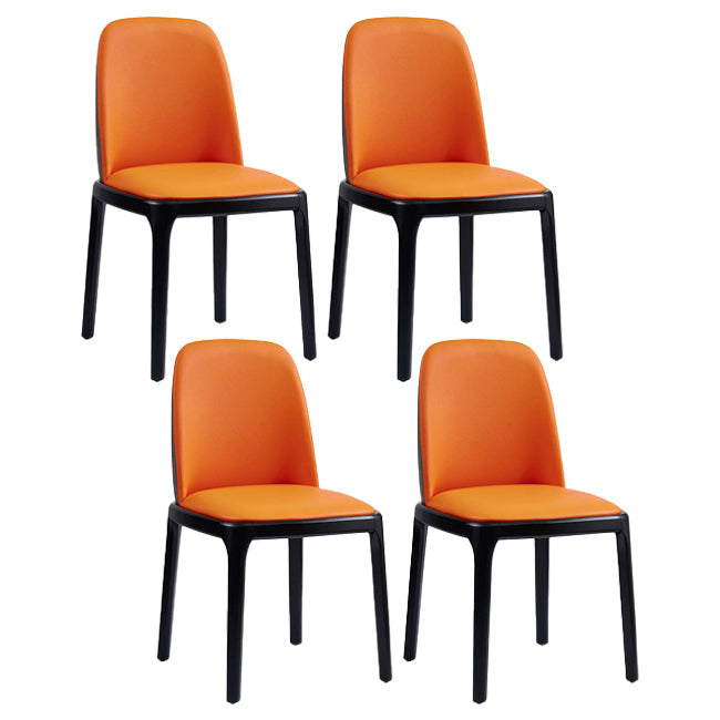 Industrial Wood Dining Room Chair Faux Leather Armless Chairs for Home Use Gray-Orange 4 Piece Set Clearhalo ' kitchen&dining_furn' 'Dining Chairs' 'Dining Tables & Seating' 'dining_chair' 'furn' 'furn_dining_chair' 'Furniture' 'furniture_dining_chair' 'Kitchen & Dining Furniture' 'kitchen' 4129476
