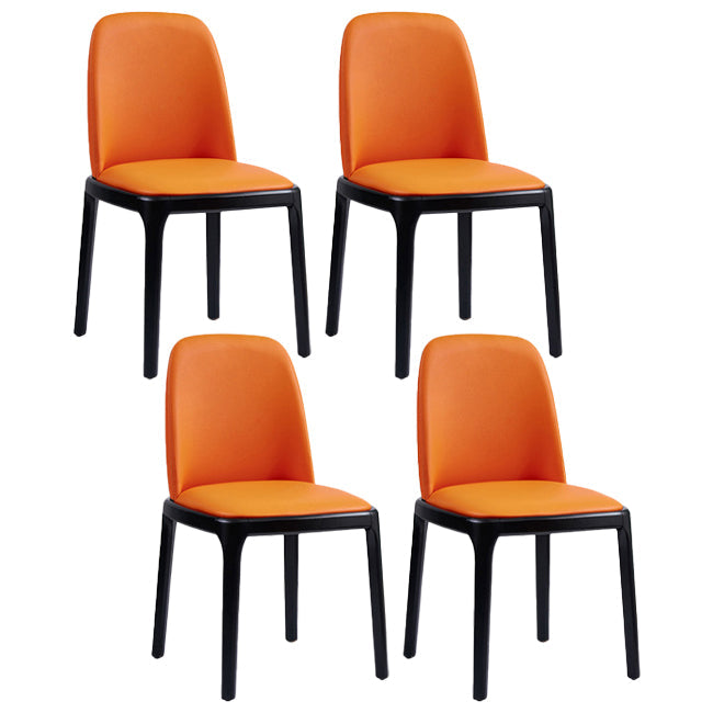 Industrial Wood Dining Room Chair Faux Leather Armless Chairs for Home Use Orange 4 Piece Set Clearhalo ' kitchen&dining_furn' 'Dining Chairs' 'Dining Tables & Seating' 'dining_chair' 'furn' 'furn_dining_chair' 'Furniture' 'furniture_dining_chair' 'Kitchen & Dining Furniture' 'kitchen' 4129479