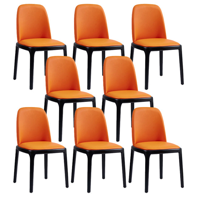 Industrial Wood Dining Room Chair Faux Leather Armless Chairs for Home Use Orange 8 Piece Set Clearhalo ' kitchen&dining_furn' 'Dining Chairs' 'Dining Tables & Seating' 'dining_chair' 'furn' 'furn_dining_chair' 'Furniture' 'furniture_dining_chair' 'Kitchen & Dining Furniture' 'kitchen' 4129480