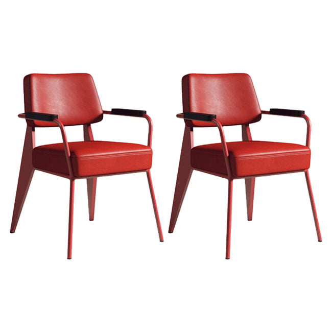 Industrial Style Metal Dining Chair Open Back Dining Arm Side Chair for Kitchen Red 2 Piece Set Clearhalo ' kitchen&dining_furn' 'Dining Chairs' 'Dining Tables & Seating' 'dining_chair' 'furn' 'furn_dining_chair' 'Furniture' 'furniture_dining_chair' 'Kitchen & Dining Furniture' 'kitchen' 4129491