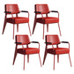 Industrial Style Metal Dining Chair Open Back Dining Arm Side Chair for Kitchen Red 4 Piece Set Clearhalo ' kitchen&dining_furn' 'Dining Chairs' 'Dining Tables & Seating' 'dining_chair' 'furn' 'furn_dining_chair' 'Furniture' 'furniture_dining_chair' 'Kitchen & Dining Furniture' 'kitchen' 4129493