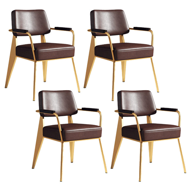 Industrial Style Metal Dining Chair Open Back Dining Arm Side Chair for Kitchen Brown 4 Piece Set Clearhalo ' kitchen&dining_furn' 'Dining Chairs' 'Dining Tables & Seating' 'dining_chair' 'furn' 'furn_dining_chair' 'Furniture' 'furniture_dining_chair' 'Kitchen & Dining Furniture' 'kitchen' 4129498