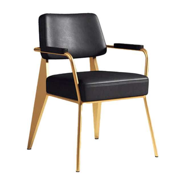 Industrial Style Metal Dining Chair Open Back Dining Arm Side Chair for Kitchen Black-Gold 1 Piece Clearhalo ' kitchen&dining_furn' 'Dining Chairs' 'Dining Tables & Seating' 'dining_chair' 'furn' 'furn_dining_chair' 'Furniture' 'furniture_dining_chair' 'Kitchen & Dining Furniture' 'kitchen' 4129502