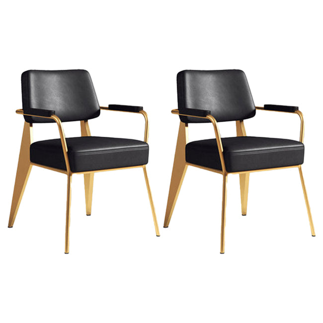 Industrial Style Metal Dining Chair Open Back Dining Arm Side Chair for Kitchen Black-Gold 2 Piece Set Clearhalo ' kitchen&dining_furn' 'Dining Chairs' 'Dining Tables & Seating' 'dining_chair' 'furn' 'furn_dining_chair' 'Furniture' 'furniture_dining_chair' 'Kitchen & Dining Furniture' 'kitchen' 4129503