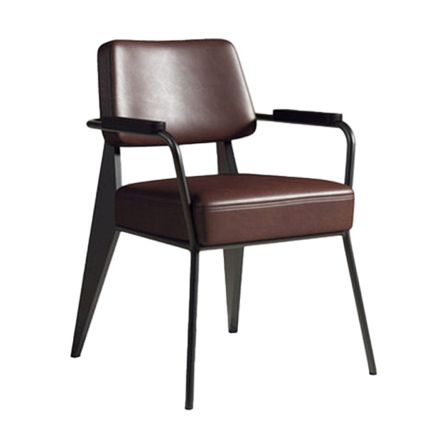 Industrial Style Metal Dining Chair Open Back Dining Arm Side Chair for Kitchen Black-Brown 1 Piece Clearhalo ' kitchen&dining_furn' 'Dining Chairs' 'Dining Tables & Seating' 'dining_chair' 'furn' 'furn_dining_chair' 'Furniture' 'furniture_dining_chair' 'Kitchen & Dining Furniture' 'kitchen' 4129505
