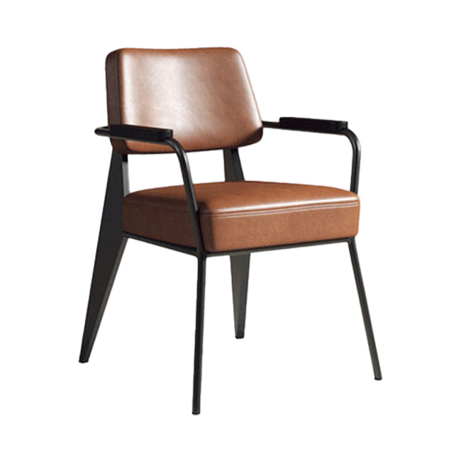 Industrial Style Metal Dining Chair Open Back Dining Arm Side Chair for Kitchen Dark Coffee 1 Piece Clearhalo ' kitchen&dining_furn' 'Dining Chairs' 'Dining Tables & Seating' 'dining_chair' 'furn' 'furn_dining_chair' 'Furniture' 'furniture_dining_chair' 'Kitchen & Dining Furniture' 'kitchen' 4129508