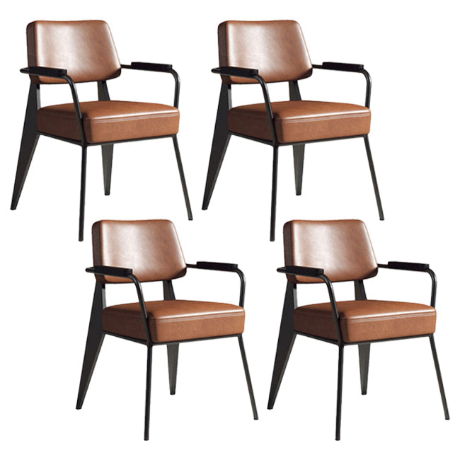 Industrial Style Metal Dining Chair Open Back Dining Arm Side Chair for Kitchen Dark Coffee 4 Piece Set Clearhalo ' kitchen&dining_furn' 'Dining Chairs' 'Dining Tables & Seating' 'dining_chair' 'furn' 'furn_dining_chair' 'Furniture' 'furniture_dining_chair' 'Kitchen & Dining Furniture' 'kitchen' 4129510
