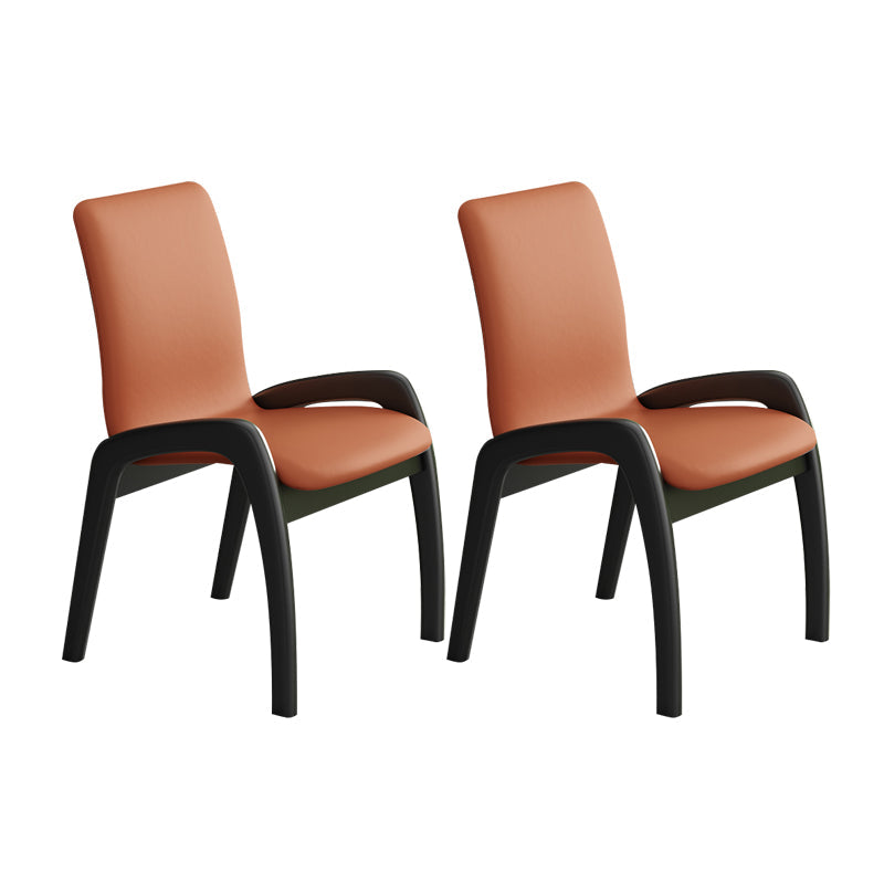 Modern Wood Dining Armless Chair Upholstered Side Chairs for Restaurant (Set of 2) Orange Clearhalo ' kitchen&dining_furn' 'Dining Chairs' 'Dining Tables & Seating' 'dining_chair' 'furn' 'furn_dining_chair' 'Furniture' 'furniture_dining_chair' 'Kitchen & Dining Furniture' 'kitchen' 4129514